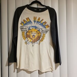 Van Halen Men's Black & Cream Raglan Long Sleeve Tee